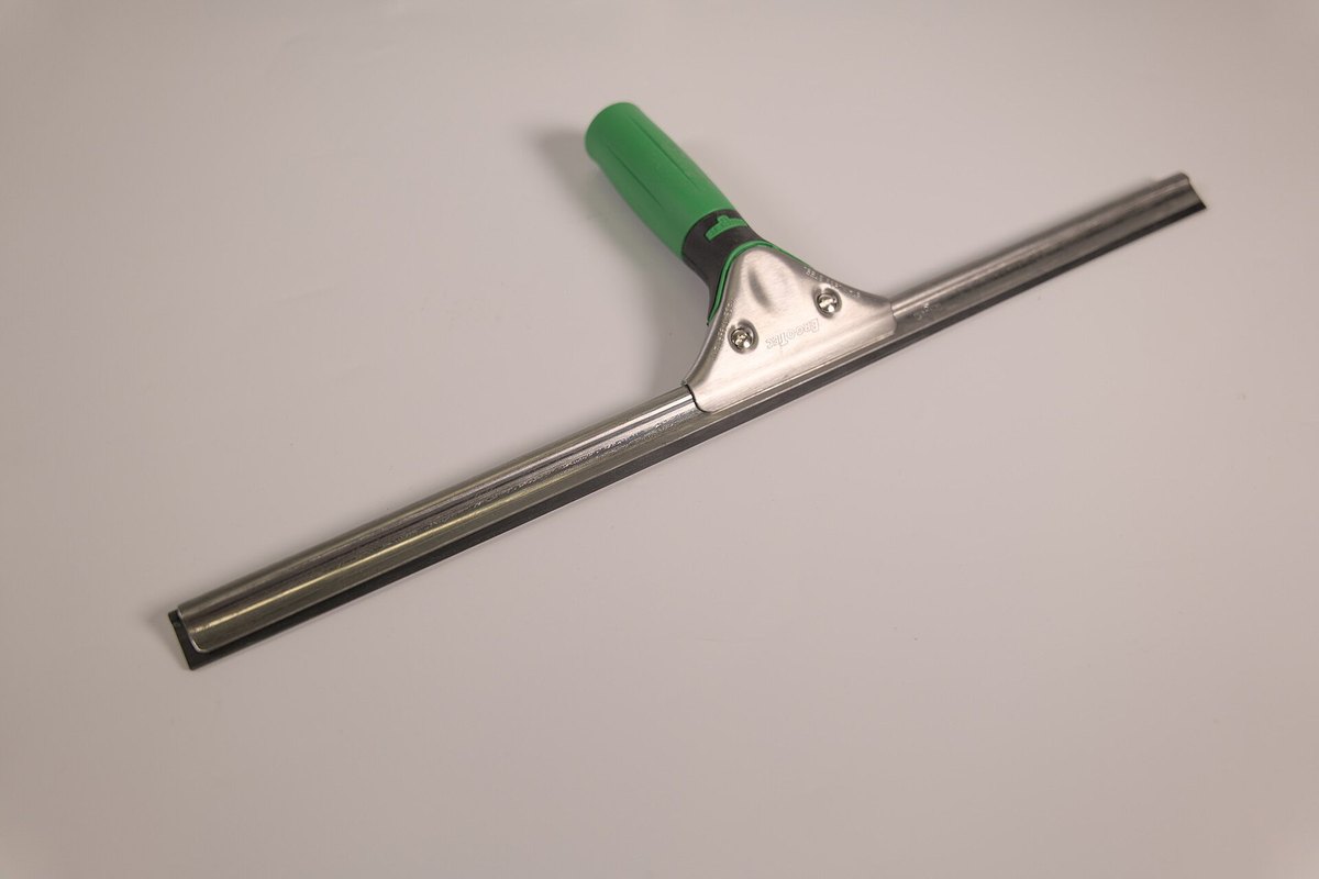 A professional stainless steel window squeegee