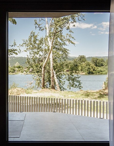 A large sliding glass door